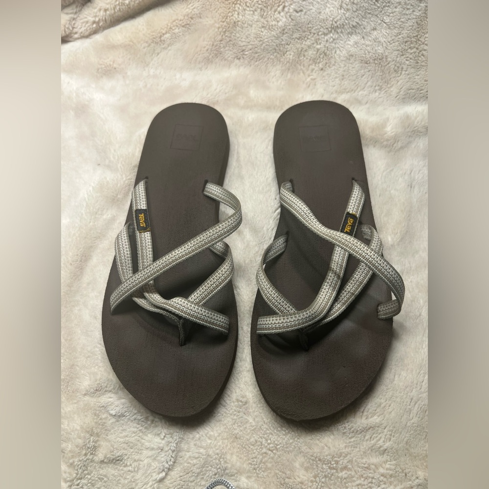 Teva Brown Footbed Sandals with Silver Straps